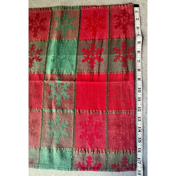 Avon Plaid 8 Placemats & 8 Napkins  Snowflake Pattern Gold Accents Cotton Xmas - Picture 5 of 10